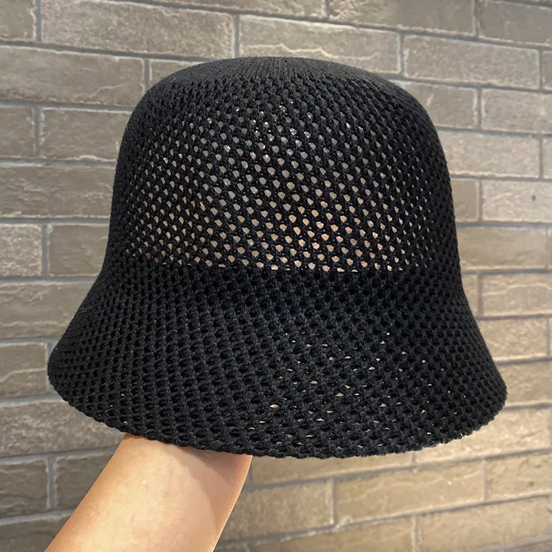 Women Bucket Hat Summer Hollow Out Thin Breathable Sun Hat Female Beach Panama Cap Fold Outdoor Japanese Lesure Fishierman Cap