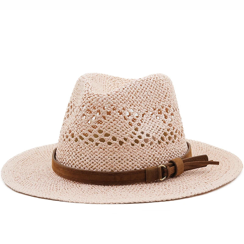 Hollow Men Raffia straw hat Straw Cowboy Hats Western Beach Felt Sun hats Party Cap for Girl Women summer jazz straw hat