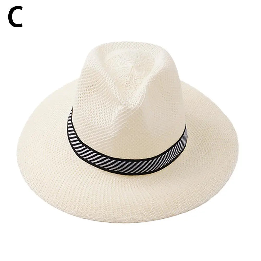 Men's Summer Straw Hat Beach Large Brim Panama Anti-UV Sun Hat Outdoor Golf Fishing Cap Panama Jack Men's Straw Safari Hat