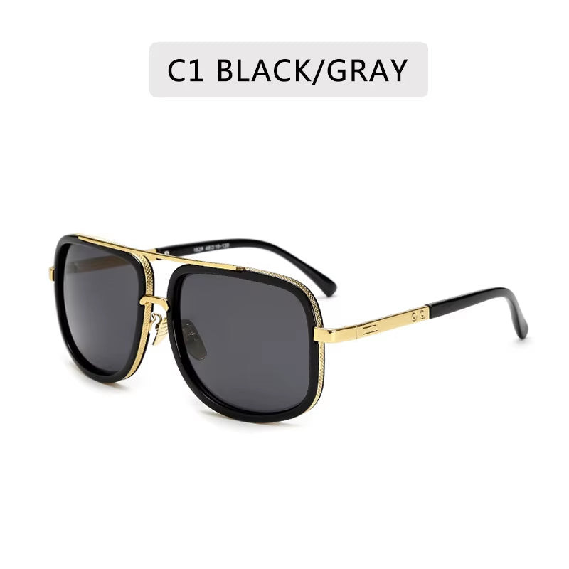 New Fashion Big Frame Sunglasses Men Square Metal Sun Glasses Women Retro Sun Glasses Vintage High Quality Gafas Oculos De Sol