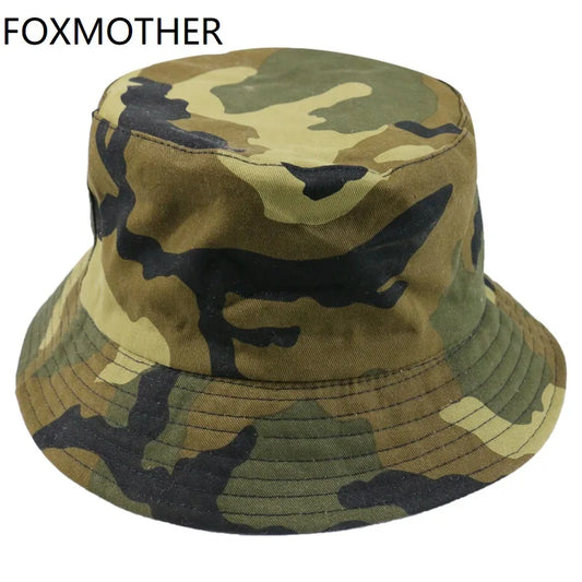 FOXMOTHER New Autumn Fashion Camo Gorras Casquette Army Green Camouflage Fishing Hats Bucket Caps Women Mens