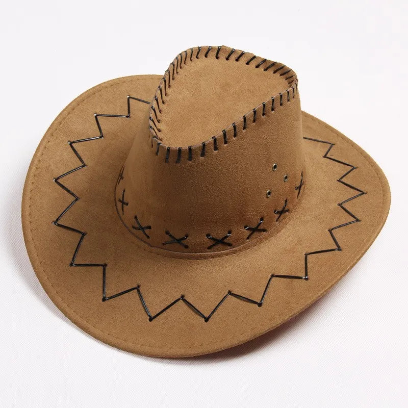 Wholesale price cowboy hat imitation leather cracked men and women rider hat кепка мужская fedora hat Panama rope accessories