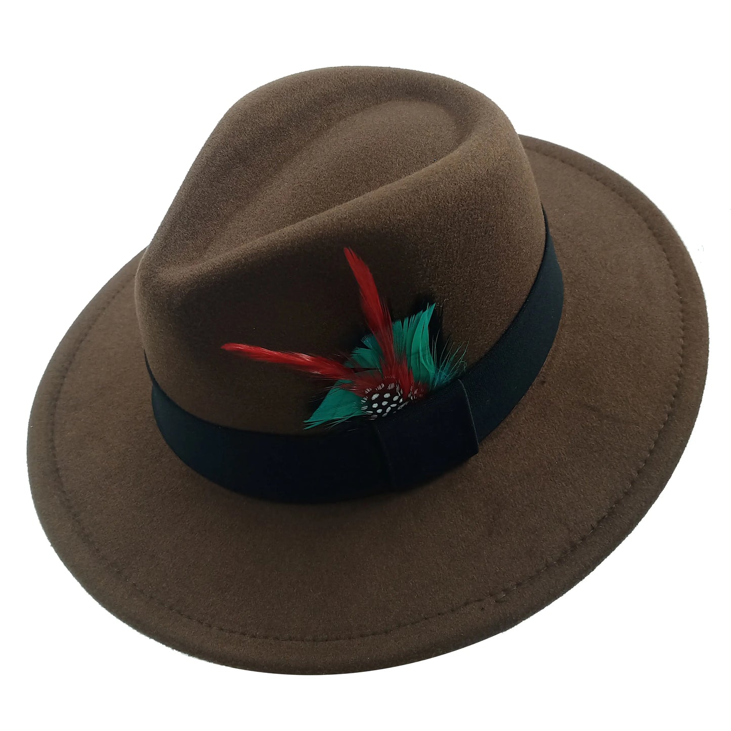 Red Feather Fedoras Men Hat Spring Autumn Jazz Hats Fashion Men's And Women's Drop Type Church Panama Hat Wide Brim Wholesale