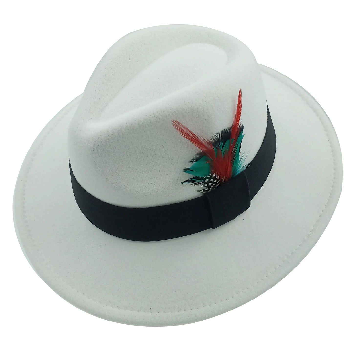 Red Feather Fedoras Men Hat Spring Autumn Jazz Hats Fashion Men's And Women's Drop Type Church Panama Hat Wide Brim Wholesale