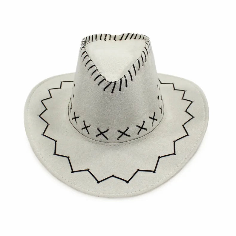 Wholesale price cowboy hat imitation leather cracked men and women rider hat кепка мужская fedora hat Panama rope accessories