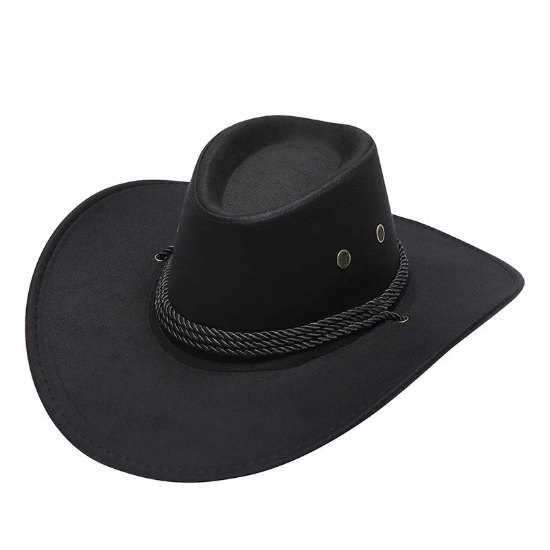 Wholesale price cowboy hat imitation leather cracked men and women rider hat кепка мужская fedora hat Panama rope accessories