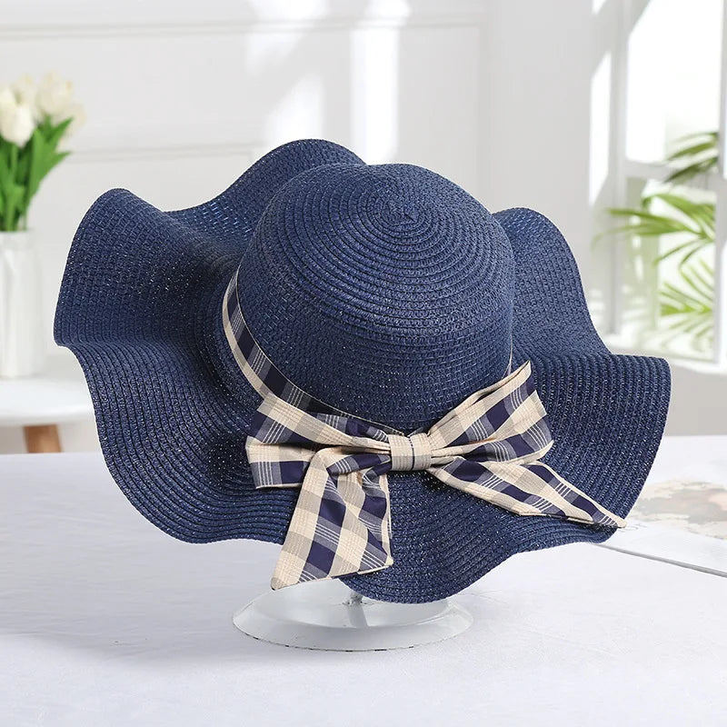 Panama Women's Spring/Summer Bow Sun Protection Straw Hat Fashion Big Eaf Beach Hat Cap H227