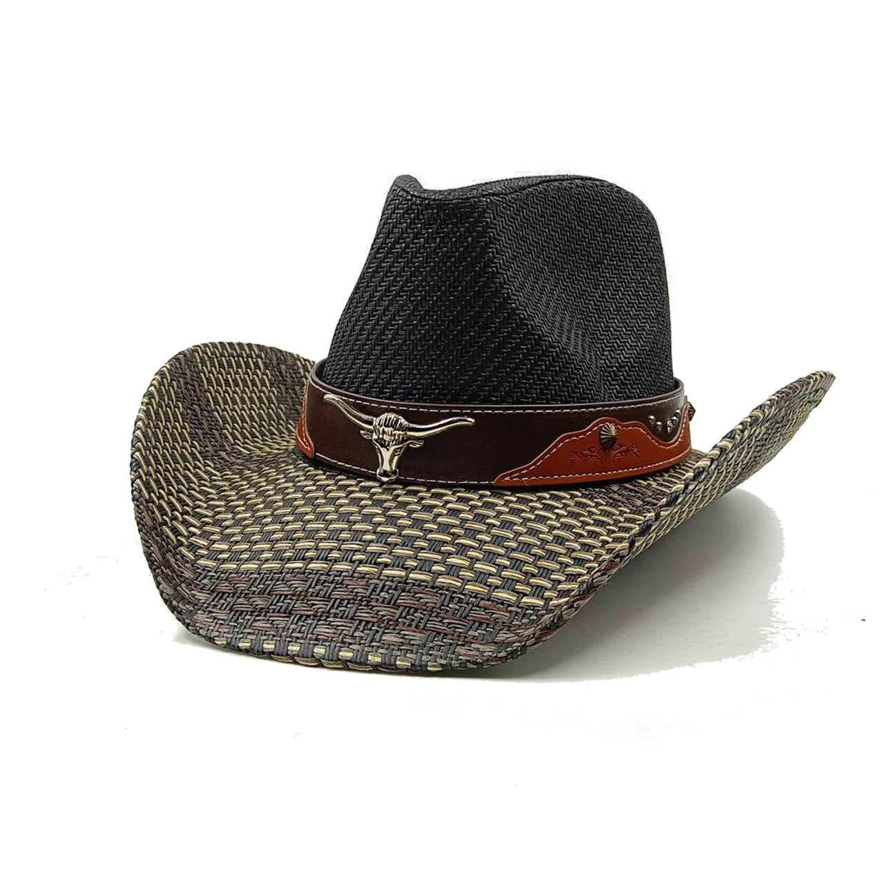 Cardboard Straw Cowboy Hat Panama Sun Hat Women's Outdoor Travel Western Cowboy Hat Men's sombrero vaquero