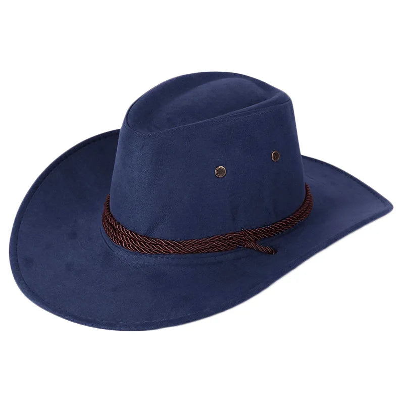 Wholesale price cowboy hat imitation leather cracked men and women rider hat кепка мужская fedora hat Panama rope accessories