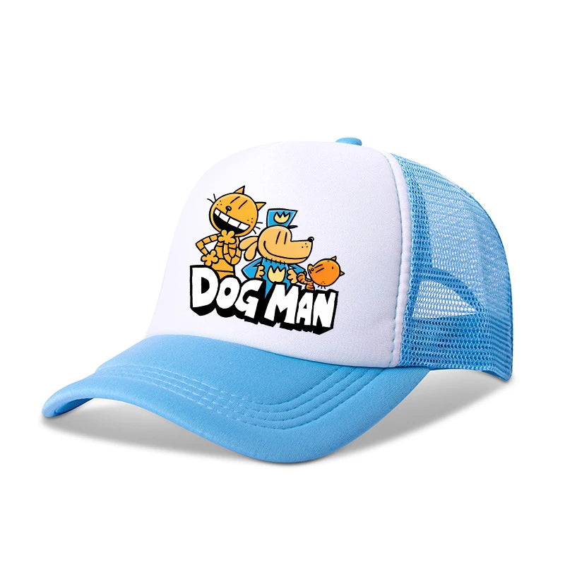 Dog Man Boys Girls Baseball Caps Child Sports Breathable Mesh Hat Cute Cartoon Anime Student Sunbonnet New Kids Birthday Gifts