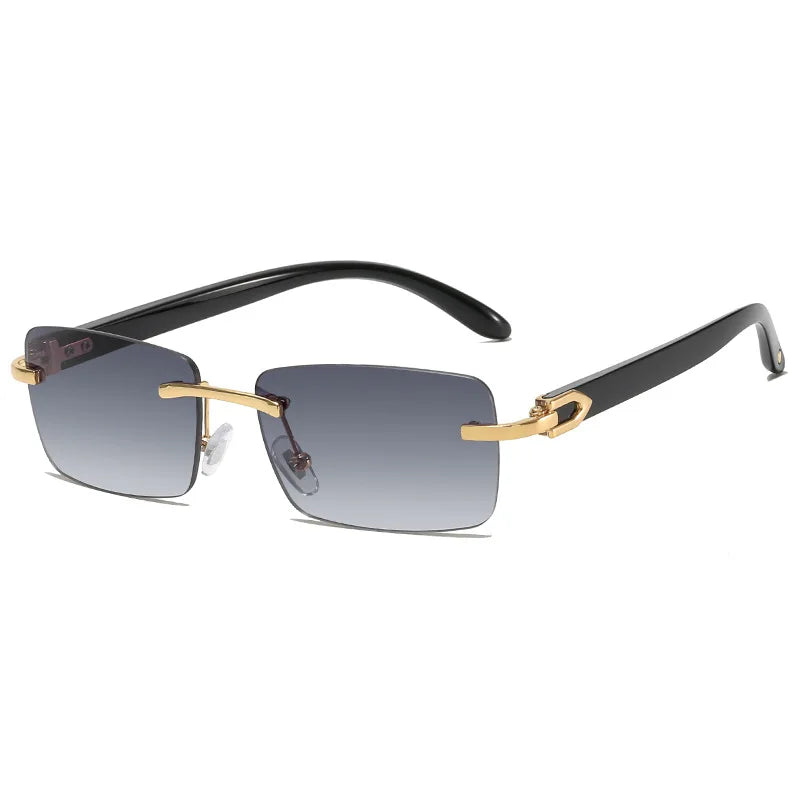 2024 New square rimless sunglasses Fashion cut edge men's glasses Jelly coloured women's sunglasses Fashion clothing Street beat