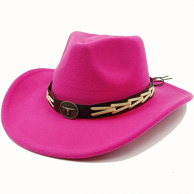 Wholesale price cowboy hat imitation leather cracked men and women rider hat кепка мужская fedora hat Panama rope accessories