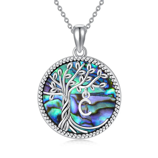 Graduation Gifts for Sisiter Tree of Life Necklace 925 Sterling Silver Initial T Letter Blue Crystal Pendant Necklace Jewelry Gifts for Women Daughter Girls Wife Friend Mom Birthday