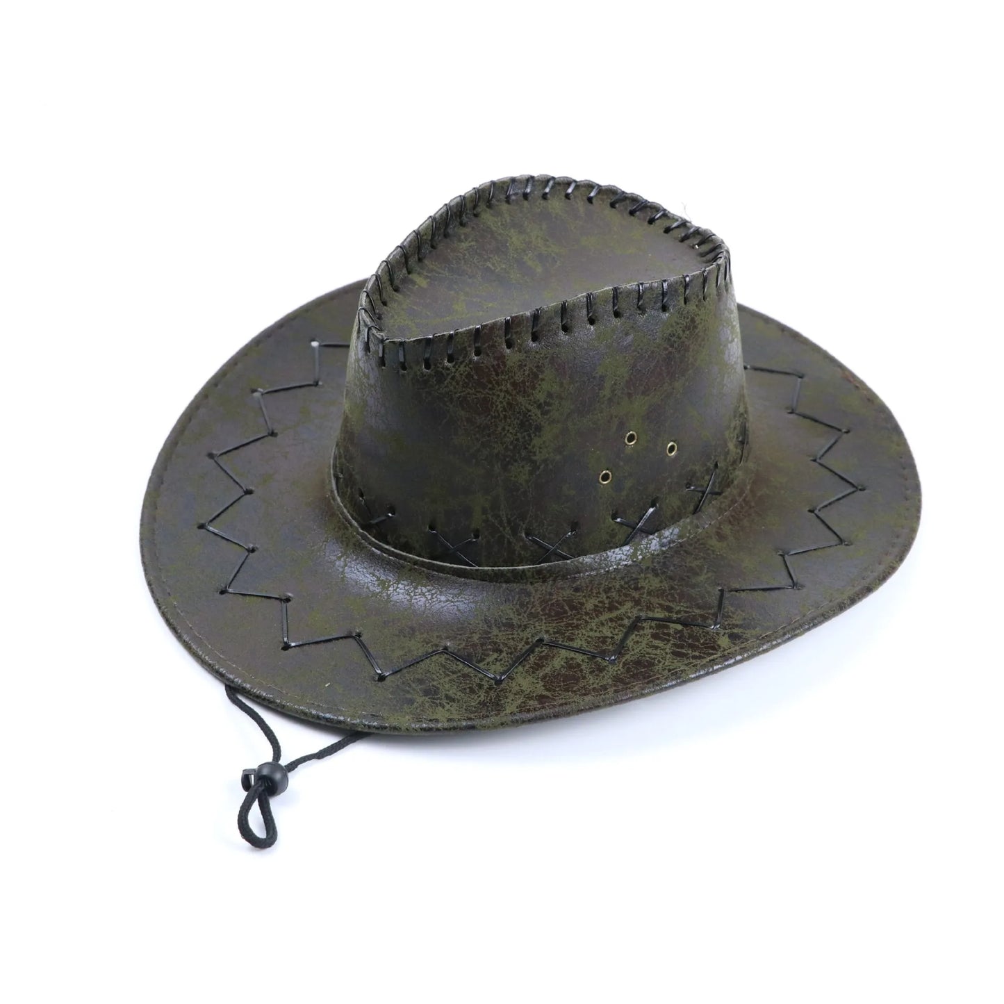 Wholesale price cowboy hat imitation leather cracked men and women rider hat кепка мужская fedora hat Panama rope accessories