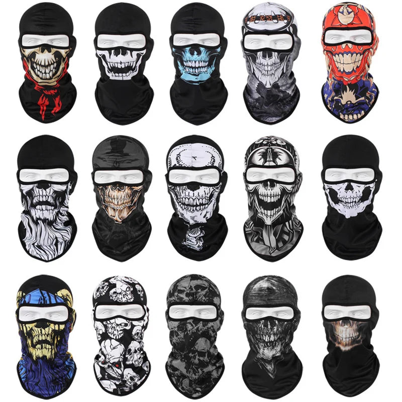 Skull Print Bandana Balaclava Full Face Cover Elastic Outdoor Fishing Hunting Hiking Cycling Neck Gaiter Head Warmer Face Shield