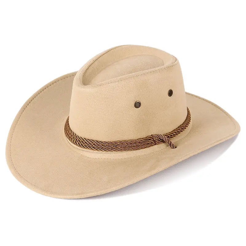 Wholesale price cowboy hat imitation leather cracked men and women rider hat кепка мужская fedora hat Panama rope accessories