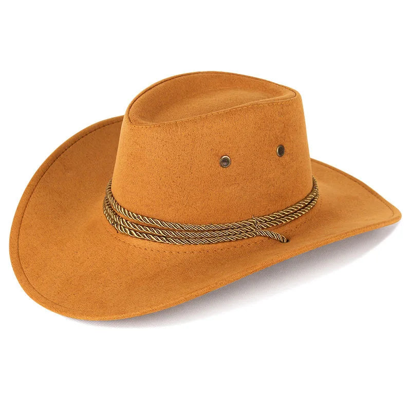 Wholesale price cowboy hat imitation leather cracked men and women rider hat кепка мужская fedora hat Panama rope accessories