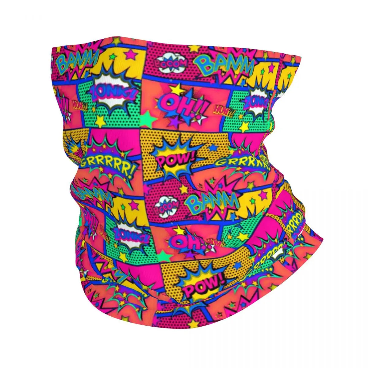 Superhero Cartoon Anime Bandana Neck Gaiter Windproof Face Scarf Cover Comic Pop Art Explosions Pattern Headband Tube Balaclava